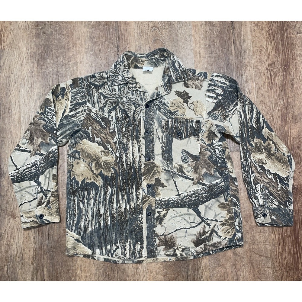 VTG Realtree Treestand Camo Button Up Long Sleeve Shirt Youth Large USA Made - Picture 2 of 9